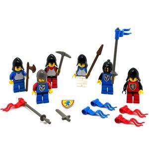 Vintage LEGO 6 Castle Minifigures & Weapons, Helmets, Flags, Shield